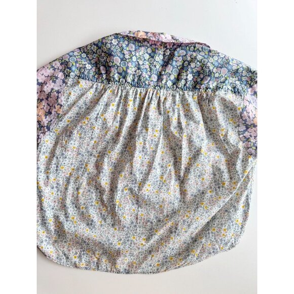 AMERICAN EAGLE Resort Blue Floral Cotton Poplin Short Sleeve Shirt, Size M - Picture 8 of 12